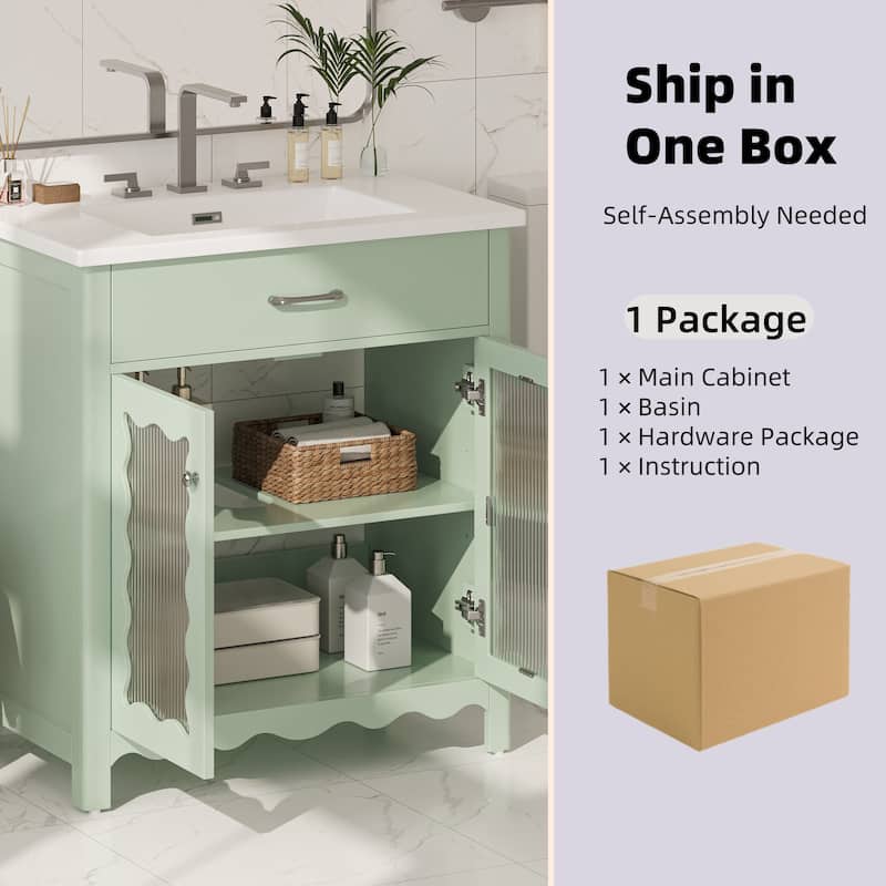 Bathroom Vanity with Tempered Glass
