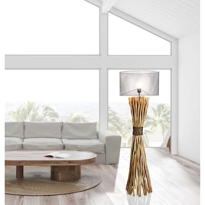 Elementaire II Wood Floor Lamp, Handcrafted in Thailand, ArtivaUSA - 59