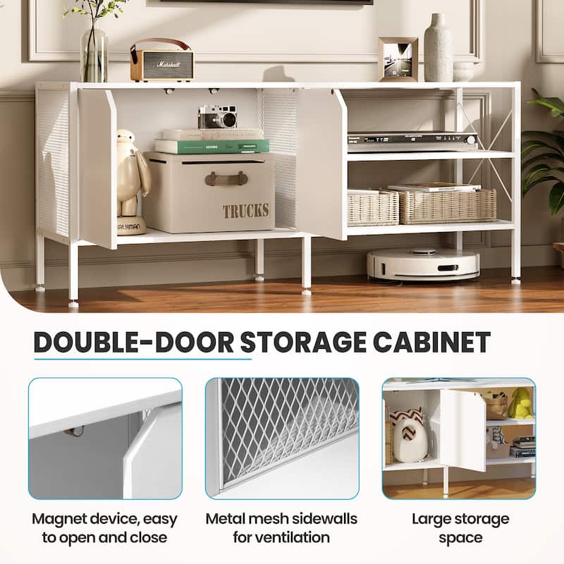 Crestlive TV Console Entertainment Center TV Stand with Storage Cabinet & Shelves - 24.01" H x 55.12 W" x 15.75" D