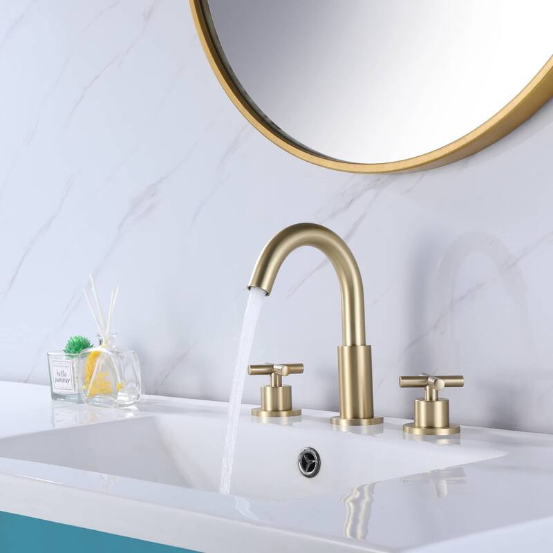 8 inch Widespread Bathroom Sink Faucet 3 Hole Bathroom Faucet 2 Handle Modern Basin Vanity Faucets Mixer Faucets With Valve