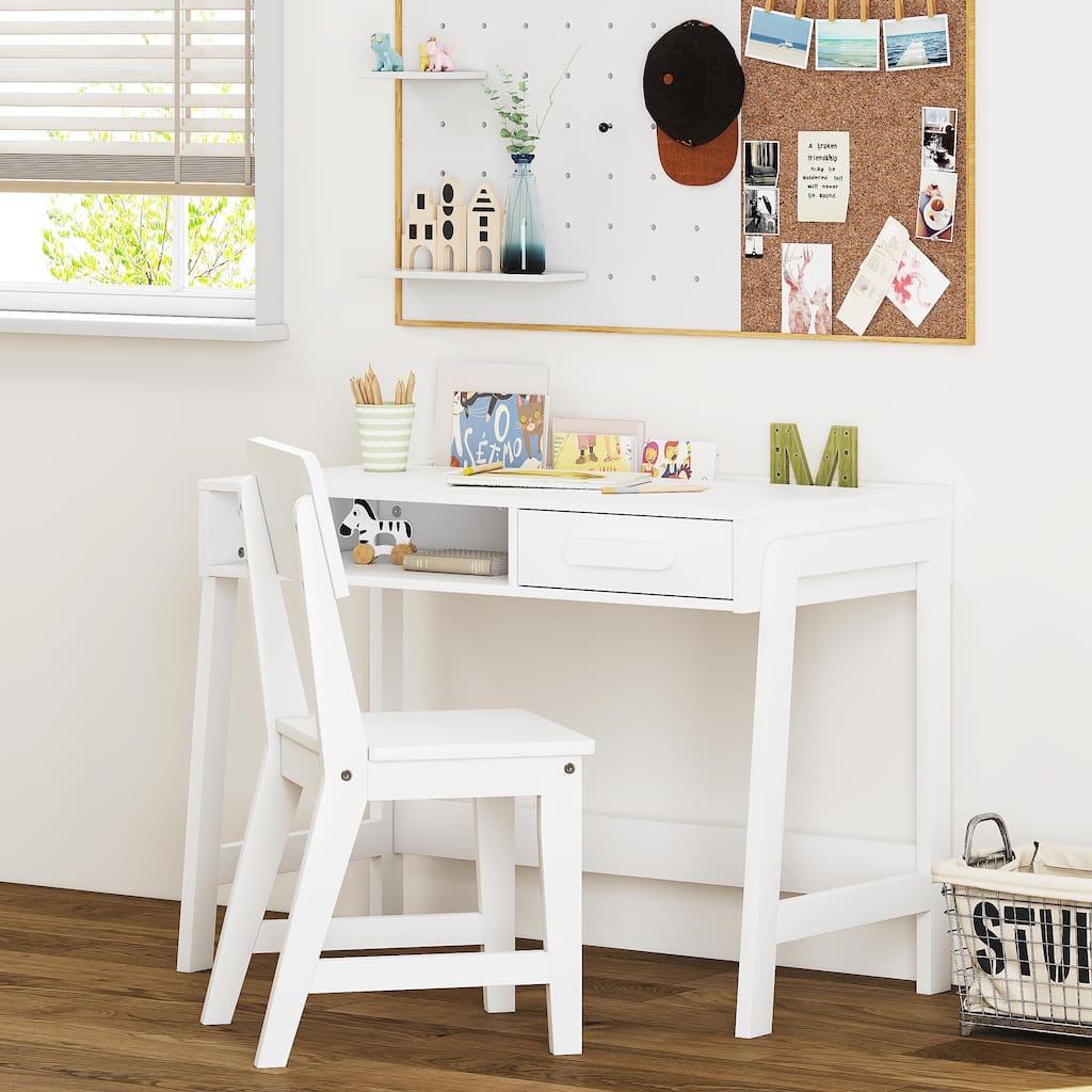 COSTARS Kids Desk and Chair Set: Wooden Study Table with Drawers & Ergonomic Chair for Bedroom & Study Room