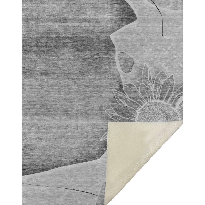 Premium Machine Washable Abstract Floral Sherpa Throw Blanket
