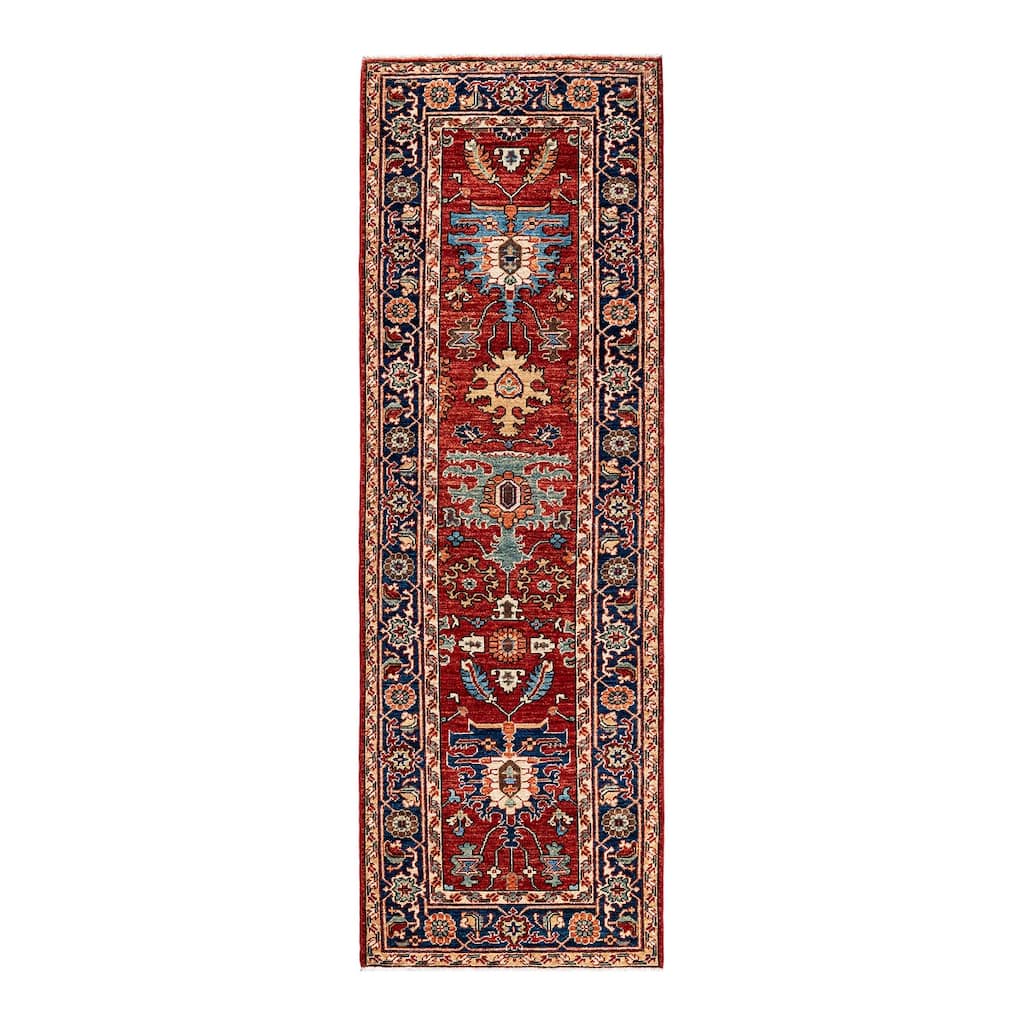 Overton Hand Knotted Wool Vintage Inspired Traditional Serapi Orange Runner Rug - 2' 7" x 8' 0"