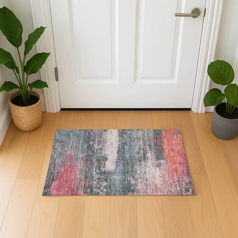 Premium Washable Super Soft Abstract Modern Mayfield Rug - Coral - 1'8" x 2'6"
