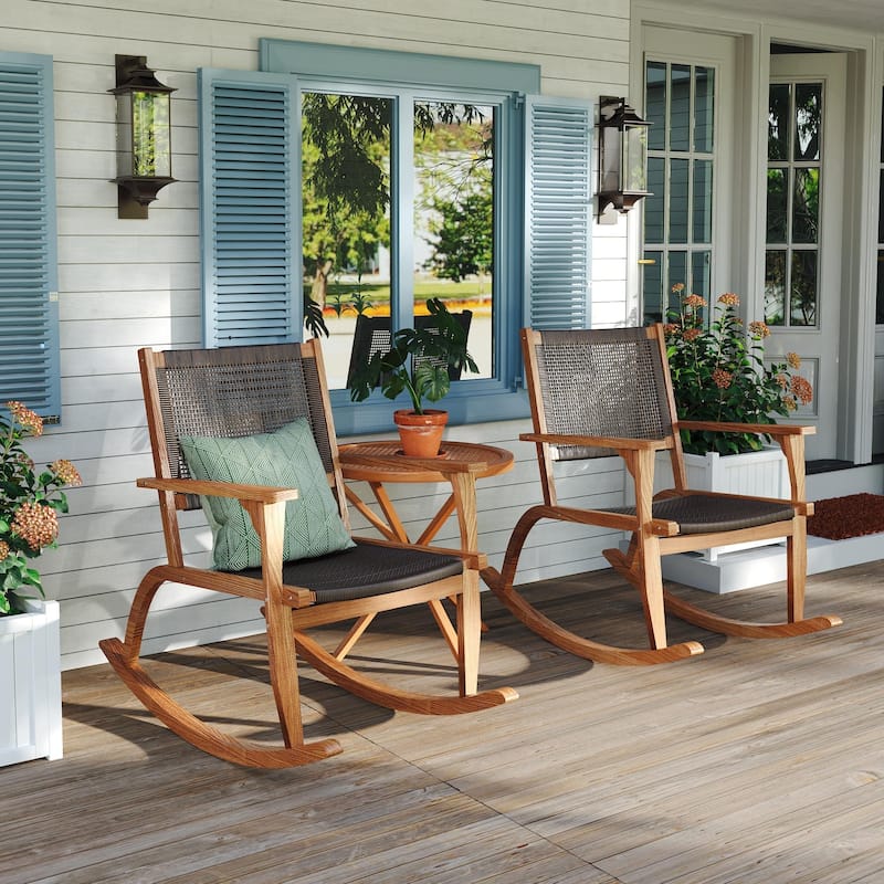 2 Pieces Acacia Wood Comfortable Patio Bistro Set