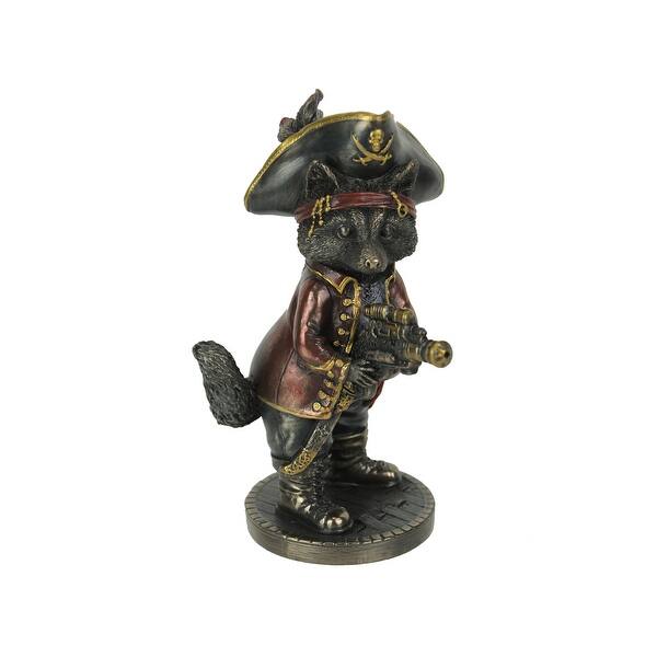Bronze Finish Jolly Roger Steampunk Buccaneer Raccoon Statue - 5.75 X 2 ...