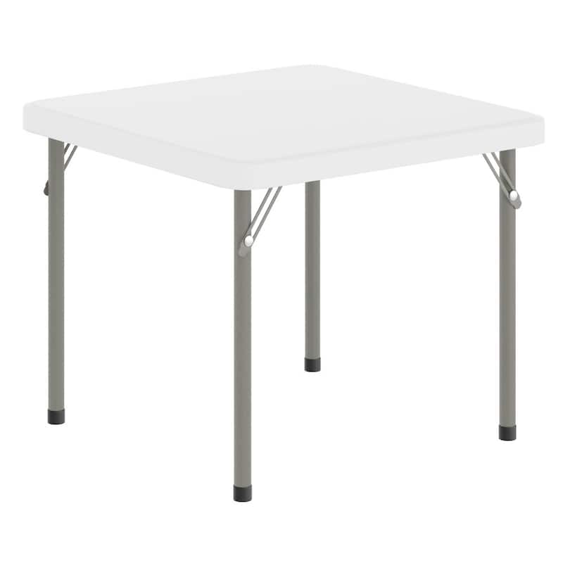 Indoor/Outdoor Kids Bi-Fold Plastic Folding Table - 24x24 - 23.5"W x 23.5"D x 19"H - Granite White