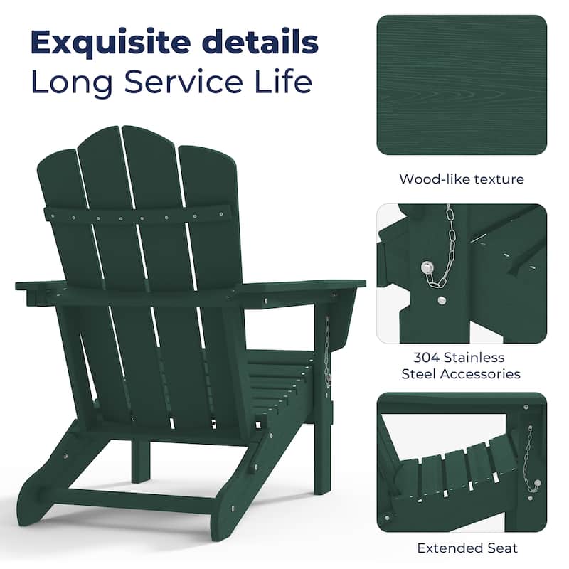 Outdoor HDPE Folding Classic Adirondack Chair All-Weather