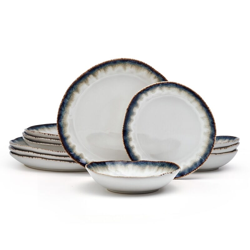 MIAMIO – Plates Set For 4 / Dinnerware Sets For 4 People, Beige Matte Stoneware, Dishwasher, And Microwave Safe – Sierra Collection (Light, Big Plates (4X