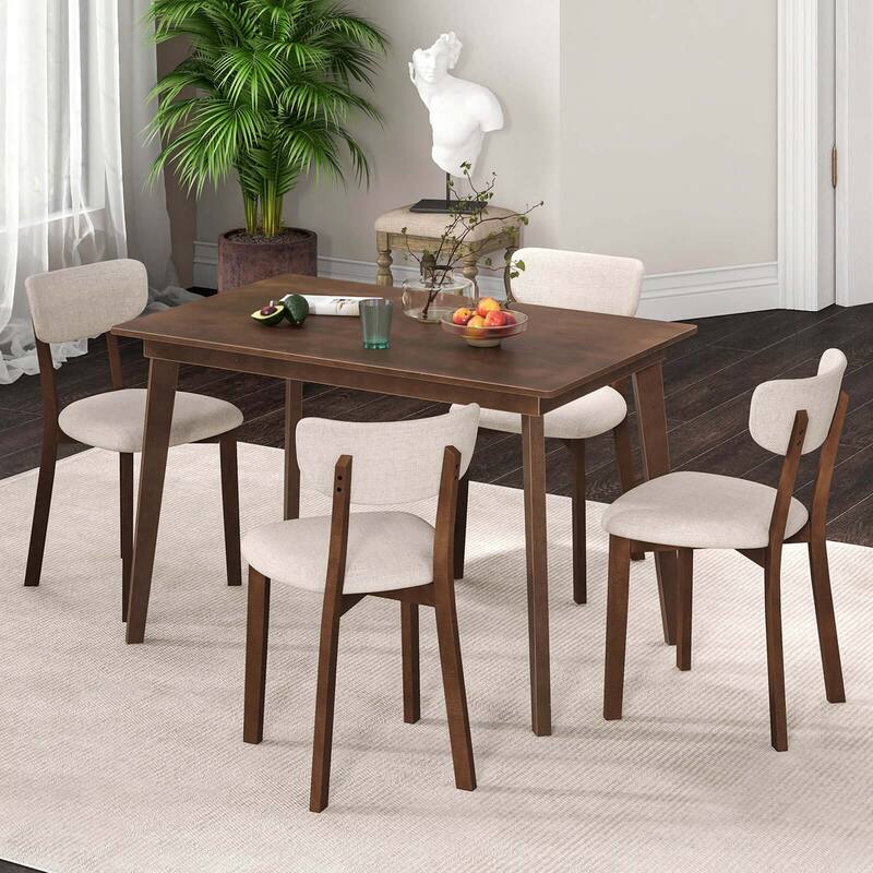 Costway 5-Piece Dining Table Set for 4 Farmhouse Wooden Table & 4