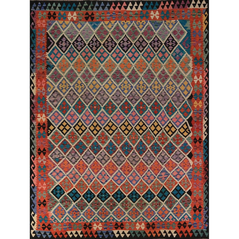 Southwestern Style Kilim Oriental Area Rug Flatweave Wool Carpet - 8'1"x 9'8"
