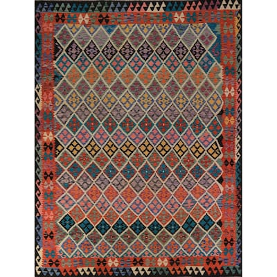 Southwestern Style Kilim Oriental Area Rug Flatweave Wool Carpet - 8'1"x 9'8"