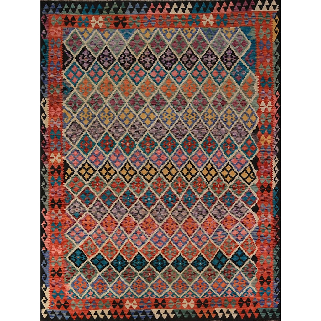 Southwestern Style Kilim Oriental Area Rug Flatweave Wool Carpet - 8'1"x 9'8"