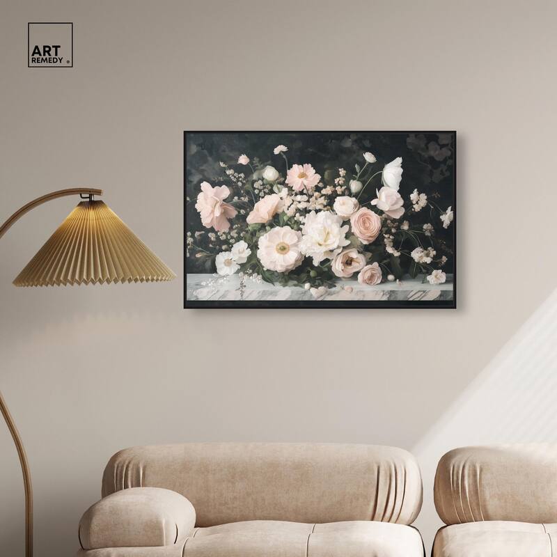 Marble and Blooms Canvas by Art Remedy