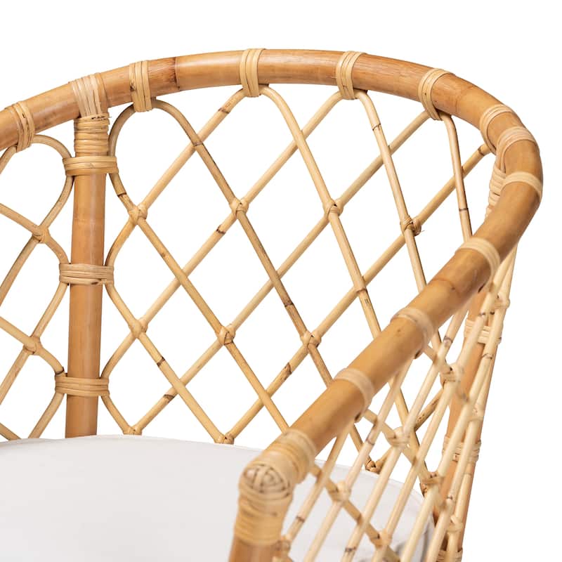 Orchard Bohemian Upholstered Rattan Dining Chair-White/Natural Brown
