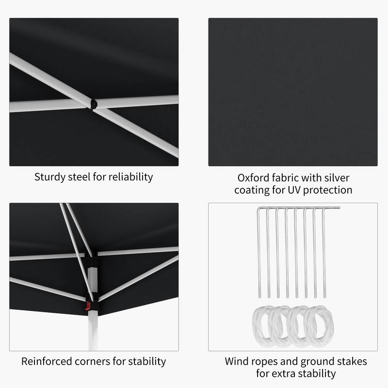 Outsunny 13' x 13' Pop Up Canopy Tent, Instant Sun Shelter, Tents for Parties, Height Adjustable, with Wheeled Carry Bag for