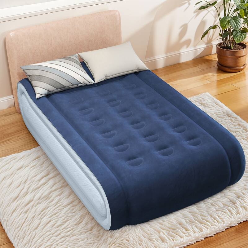 Moasis Queen 17 Inch Inflatable Mattress with Integrated Pillow