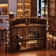preview thumbnail 11 of 13, 39.4” H Brown MDF Arc Shaped Bar Table, 4-Tier Home Bar Unit with Footrest