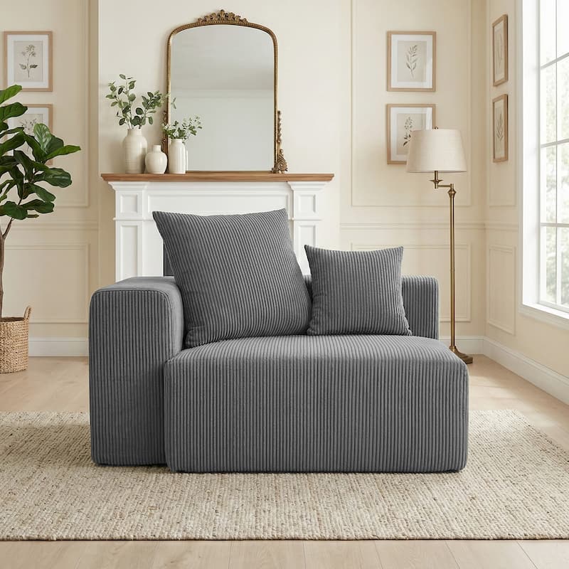 51"W Oversized Modular No Assembly Corduroy Accent Corner Chair