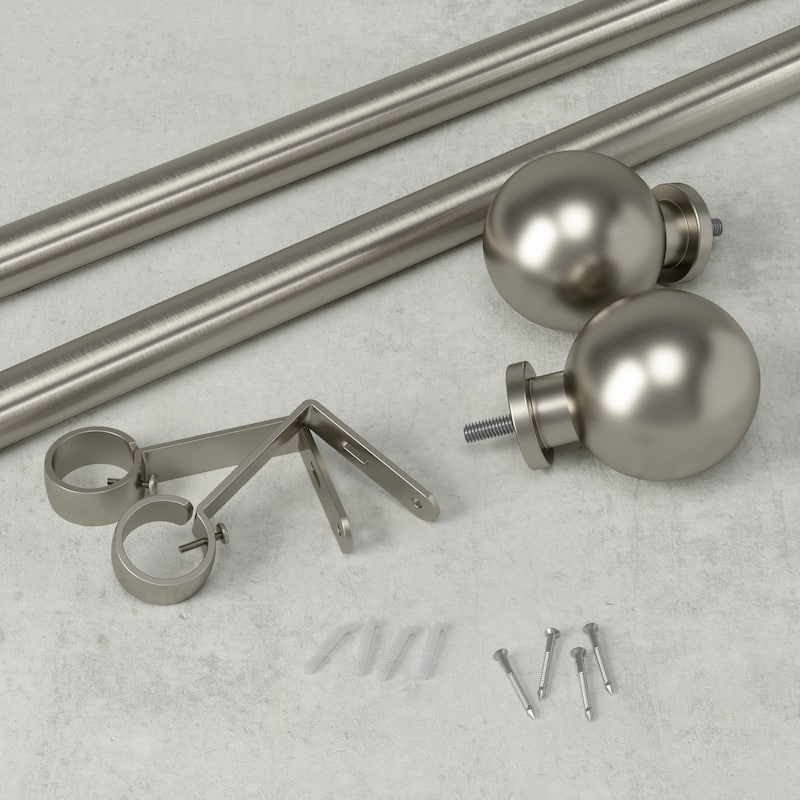Adjustable Curtain Rod 36-72 Nickel Finish, Single Rod for Windows - M