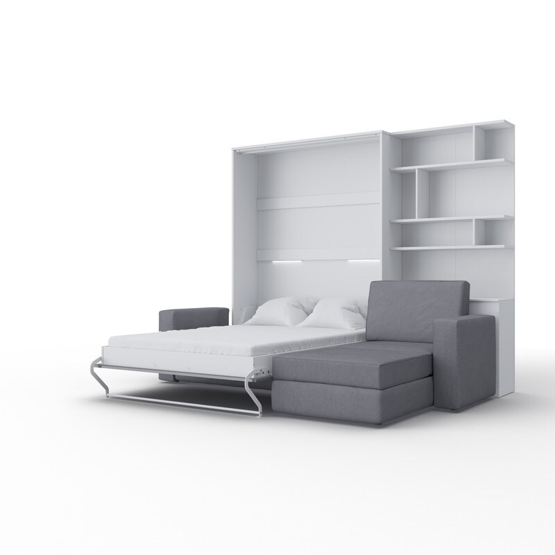 INVENTO Vertical Wall Bed with mattress 55.1" x 78.7" and Sectional