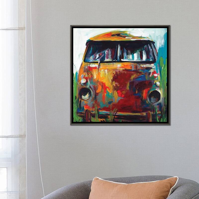 iCanvas "Retro Love Bus" by Andy Beauchamp Framed