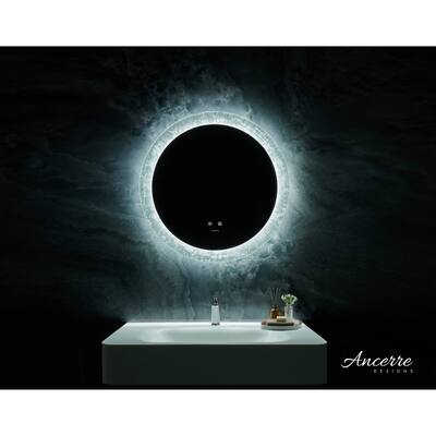 Frysta Round LED Frameless Bathroom Vanity Mirror with Dimmer and Defogger