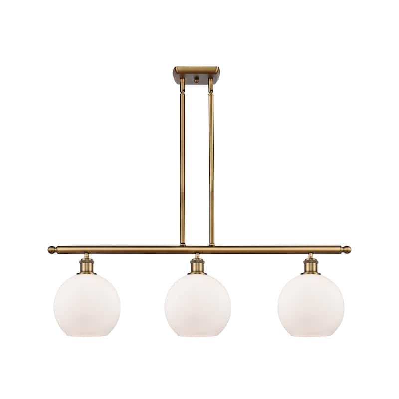 Innovations Lighting Athens 3 Light 36" Island Light - 8" Shade - Brushed Brass/Matte White