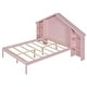 preview thumbnail 17 of 39, Wood Platform Bed with House-shaped Storage Headboard and Built-in LED