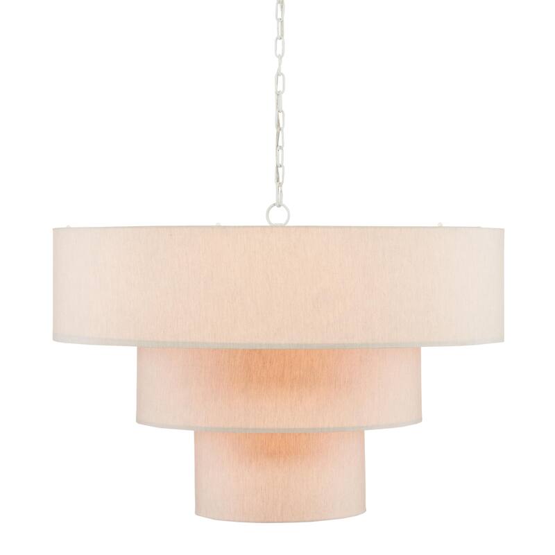 Currey & Company Livello Chandelier - 24.75"h x 36"dia - 24.75"h x 36"dia - White/Linen