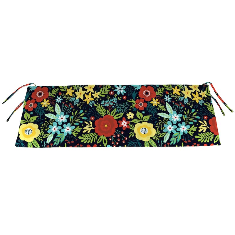 54" x 19" Outdoor Bench Cushion with Ties - 18.5'' L x 54'' W x 3'' H - Black