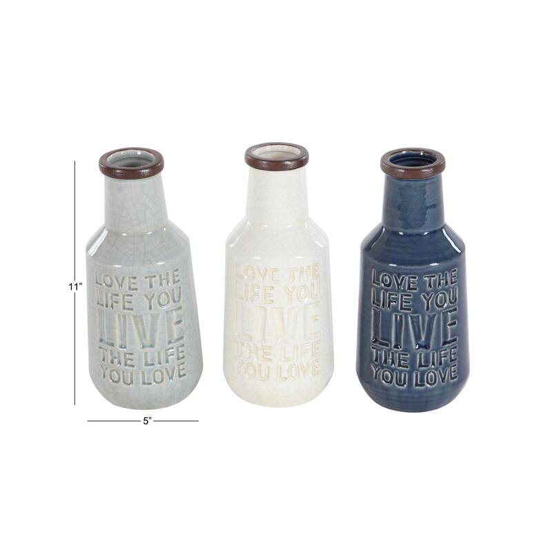 Multi Colored Porcelain Ceramic Decorative Vase (Set of 3)