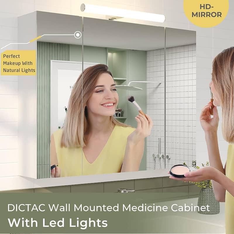 Lighted Medicine Cabinet Bathroom Wall Mounted Storage Doors