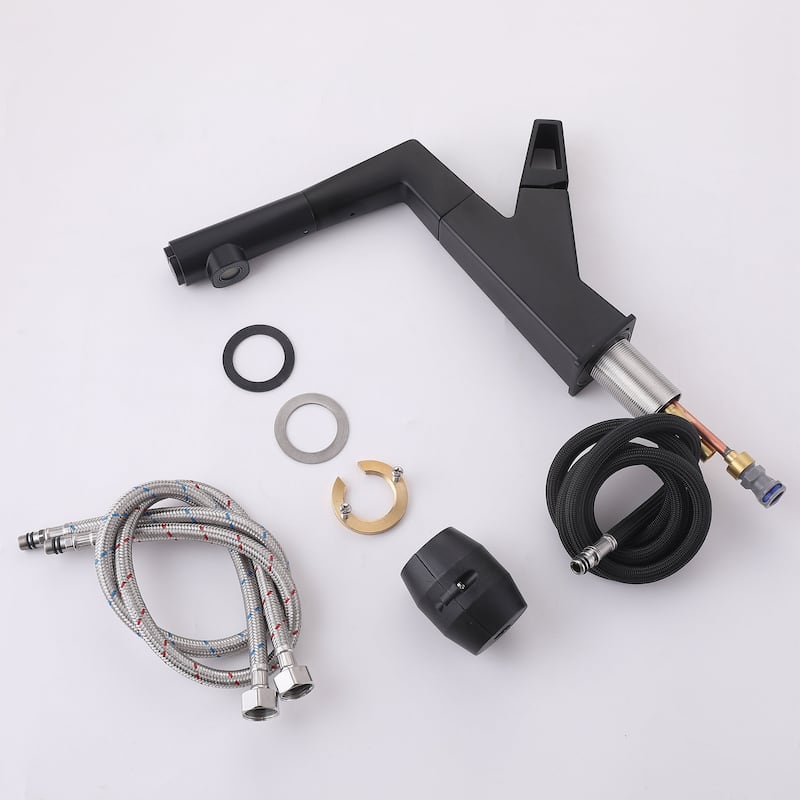 Single Handle Double-Function Liftable Pull Out Bathroom Sink Faucet