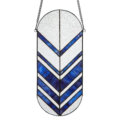 Arrows River of Goods Blue Vertical Stained Glass Window Panel