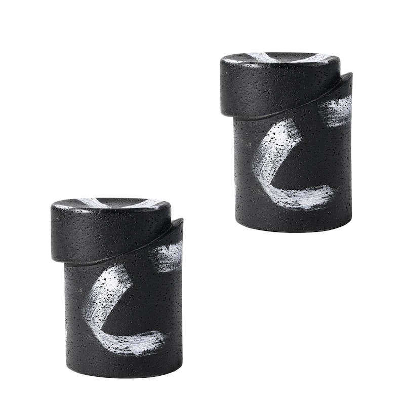 COSIEST Cylinder Shaped MgO Concrete Black Outdoor Side Table