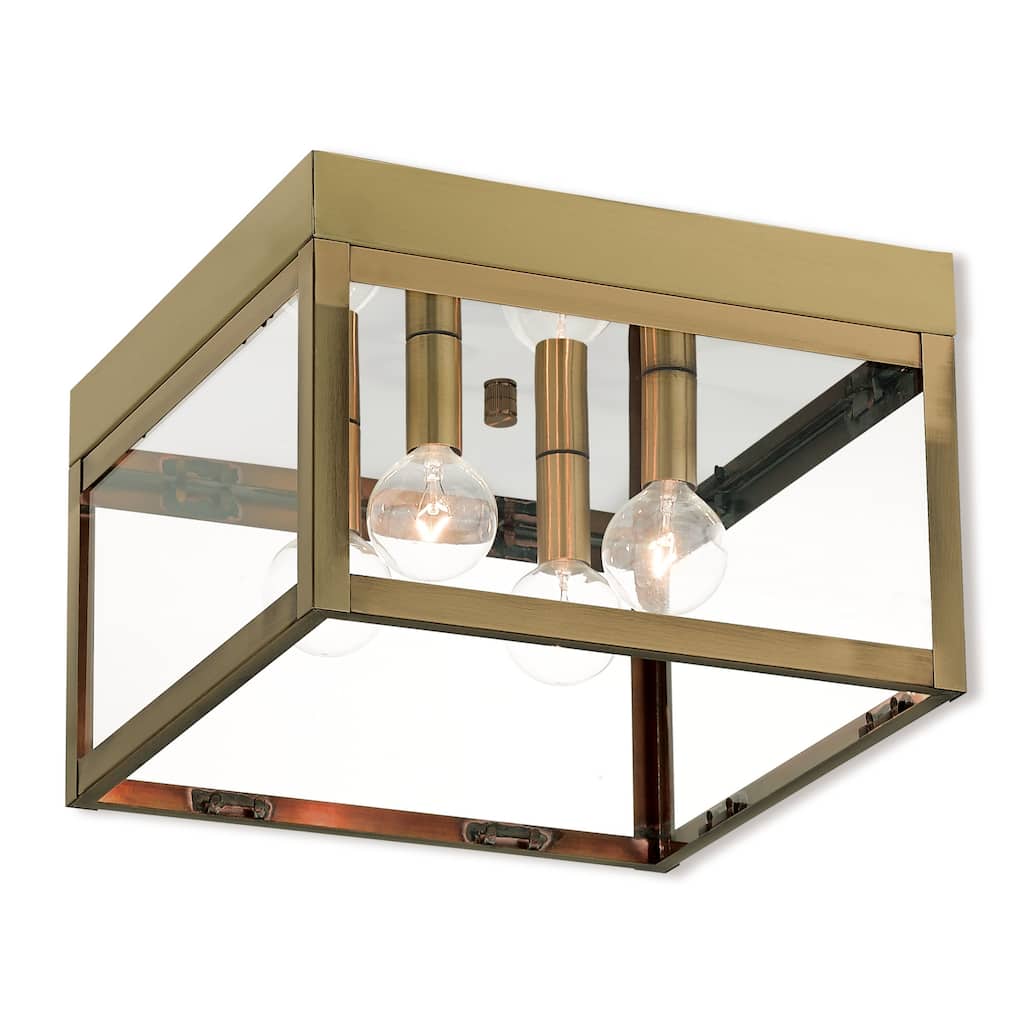 Livex Lighting Nyack 4 Light 11" Wide Flush Mount Square Ceiling