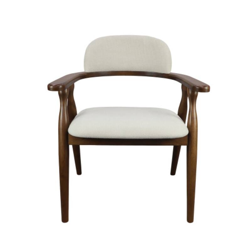 Christopher Knight Home - Mid-Cenutry Farmhouse Upholstered Wood Dining Chairs with Curved Backrest and Armrest, Set of 2