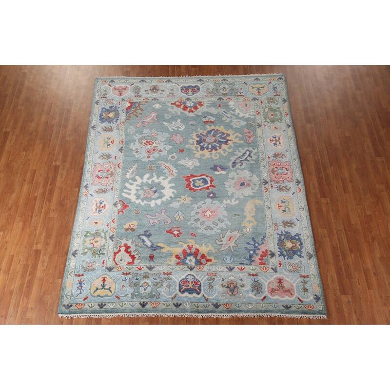 Oushak Style Area Rug Handmade Transitional Wool Carpet - 7'10"x 9'9"