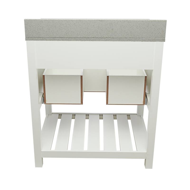 Tremblant 31" Bathroom Vanity in Espresso with Quartz Stone Vanity Top Sink w/ Backsplash in Galaxy White Single Hole