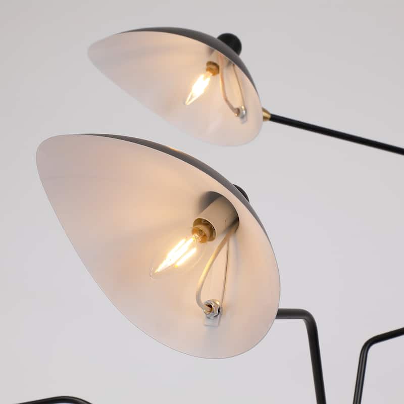 3 Swing Arm Contemporary Floor Lamp with Black Metal Shade