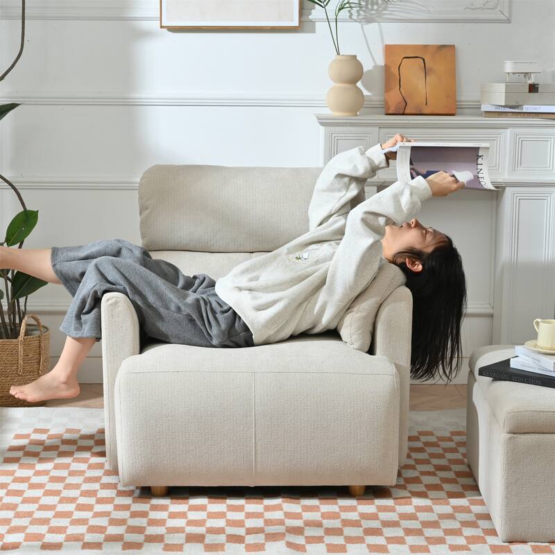 Upholstered Accent Armchair with Storage Ottoman