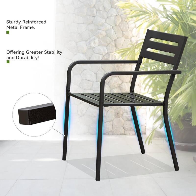 Patio Dining Chairs Set of 4 - Black