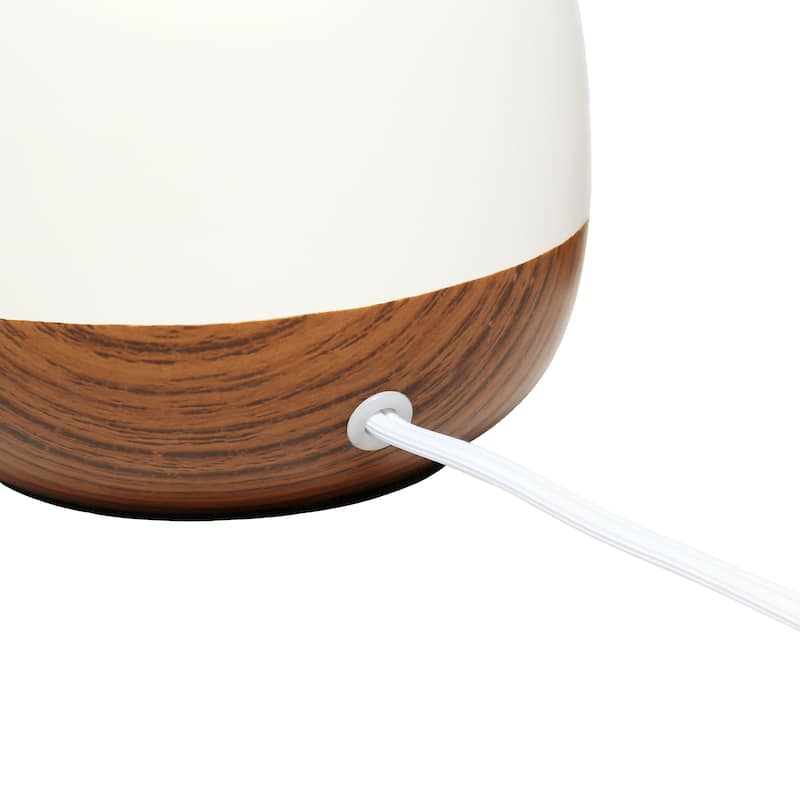 Simple Designs Petite Mid Century Table Lamp, Dark Wood and Light Gray - N/A
