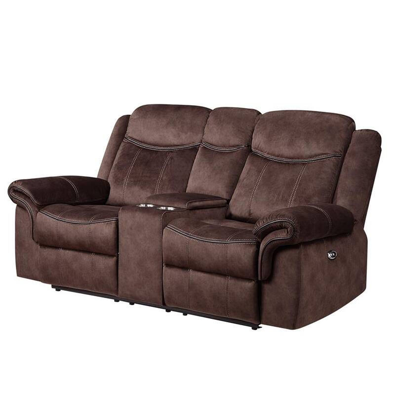HomeRoots 79" Dark Brown Microfiber Power Reclining Loveseat With Storage - 78.75' X '40.5' X '38.25