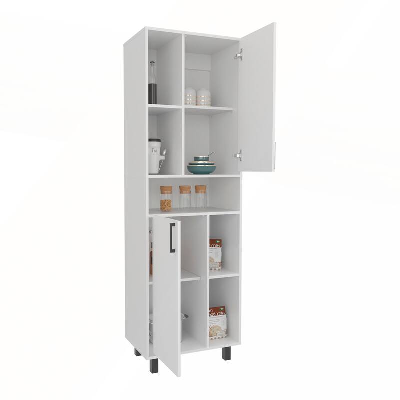 Pantry Cabinet With Two Doors And Multiple Storage Compartments