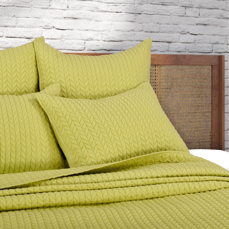 Cayman Quilted Pillow Sham - Chartreuse - Standard