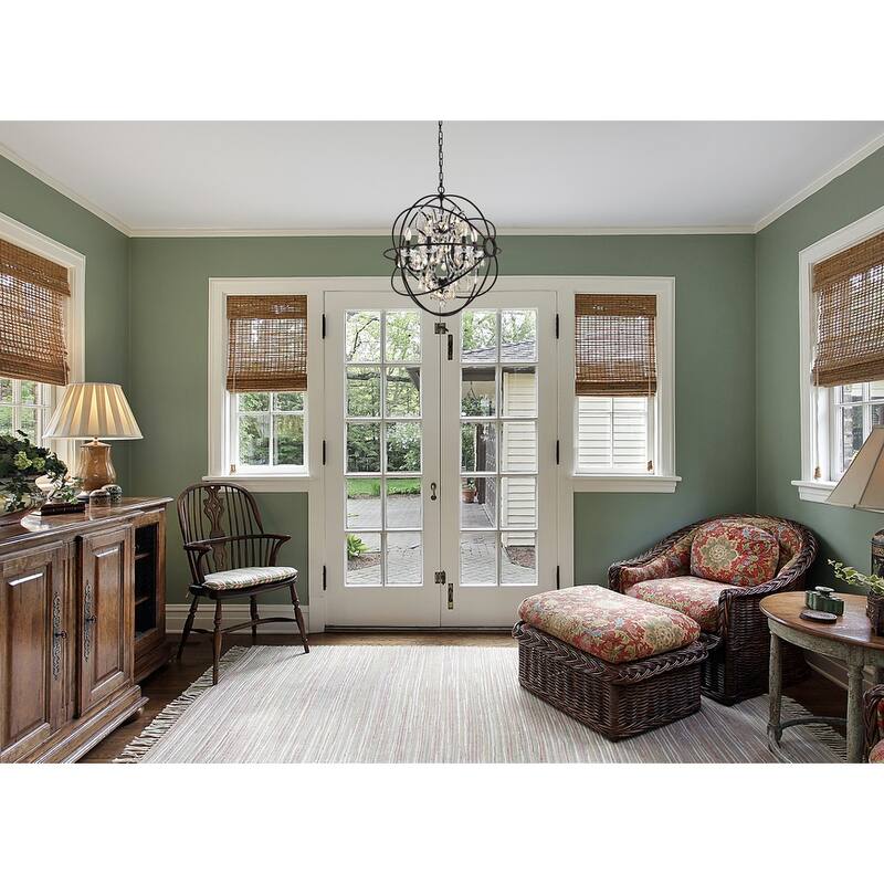 Royce Edge 6 light Dark Bronze Chandelier - dark bronze royal cut golden teak (smoky) crystals