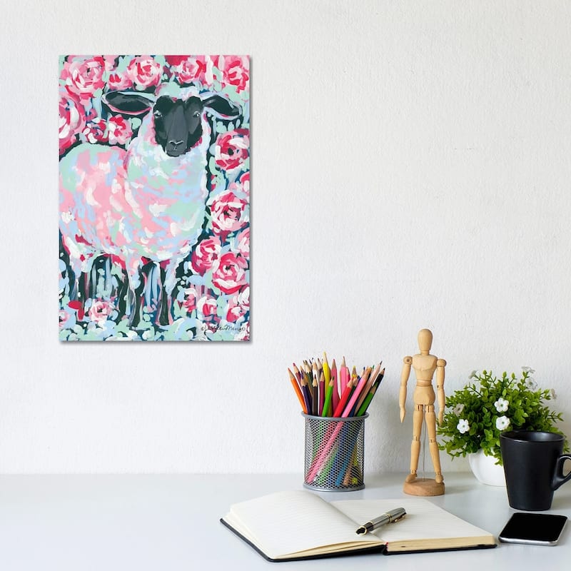 iCanvas "My Sheep Rose" by Jessica Mingo Canvas Print - 12x8x0.75