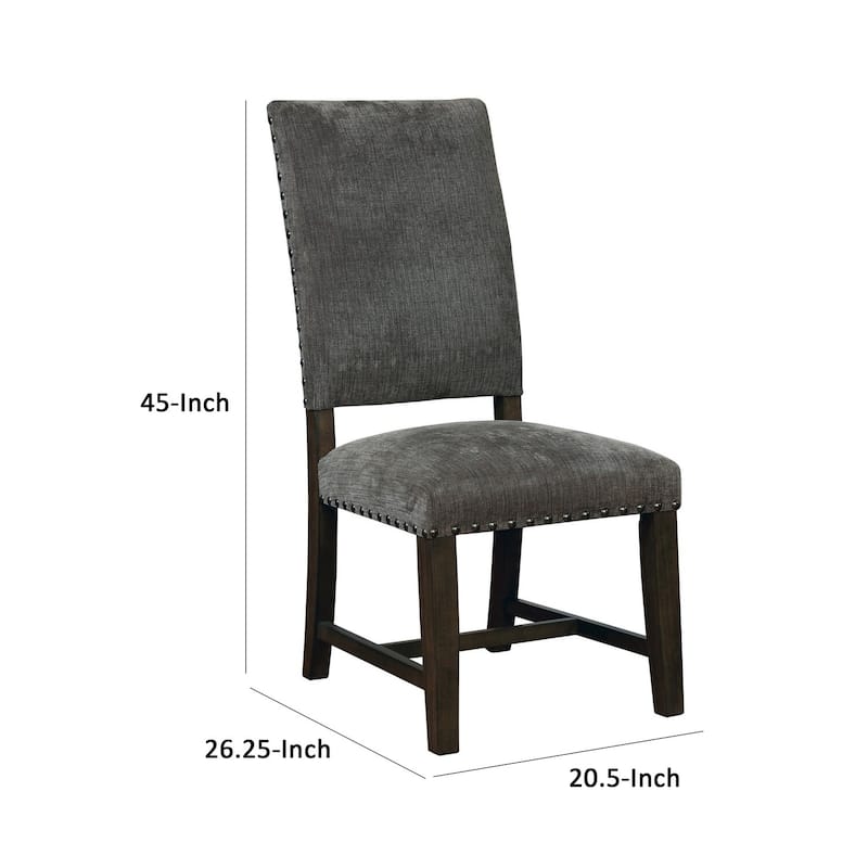 Espresso Brown/Gray Faux Leather Upholstered Wood Frame Dining Chair, Set of 2, Sturdy Dining Chair for Dining Rooms - 25.5